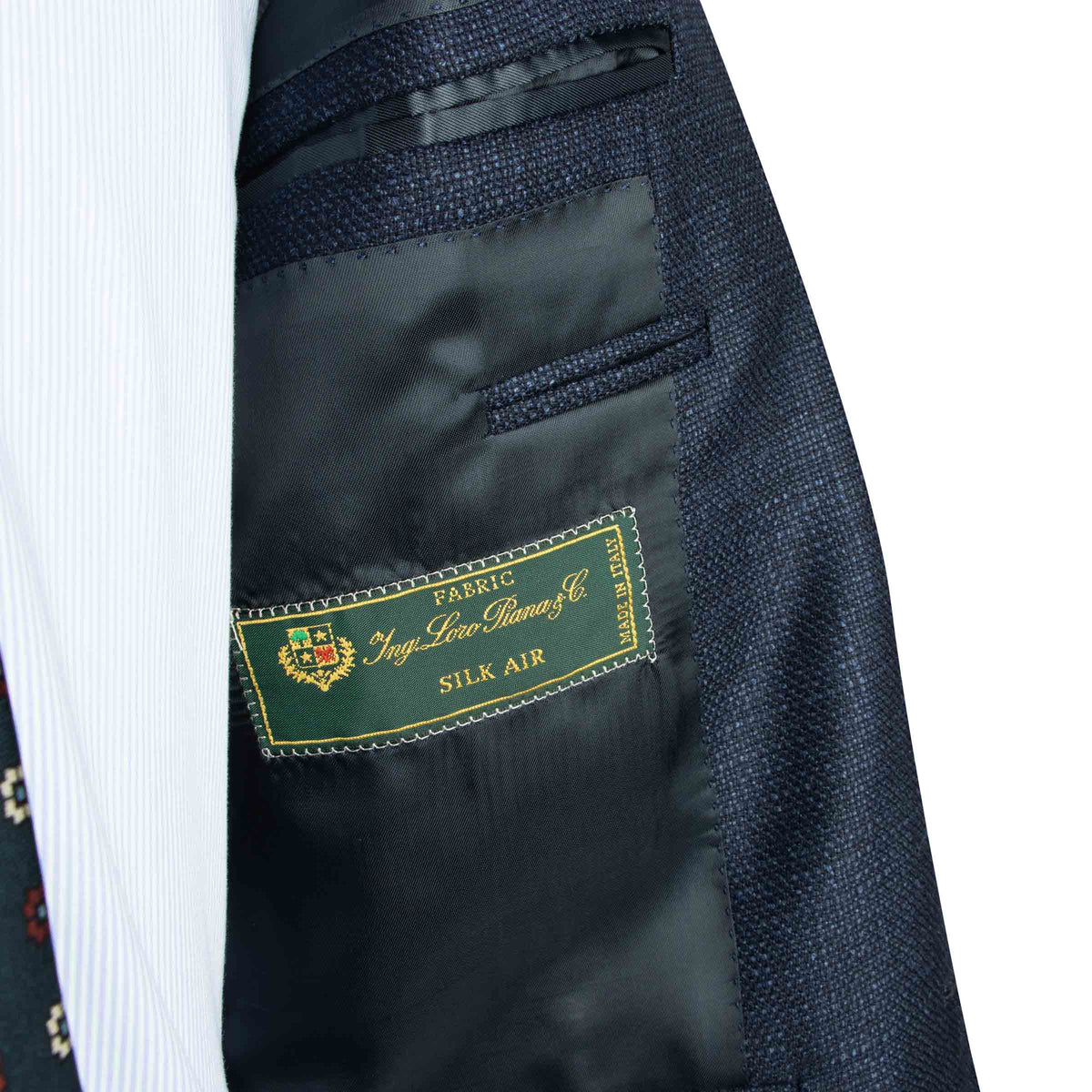 Navy Weave Wool &amp; Silk Jacket crafted in Italy JACKETS Robert Old