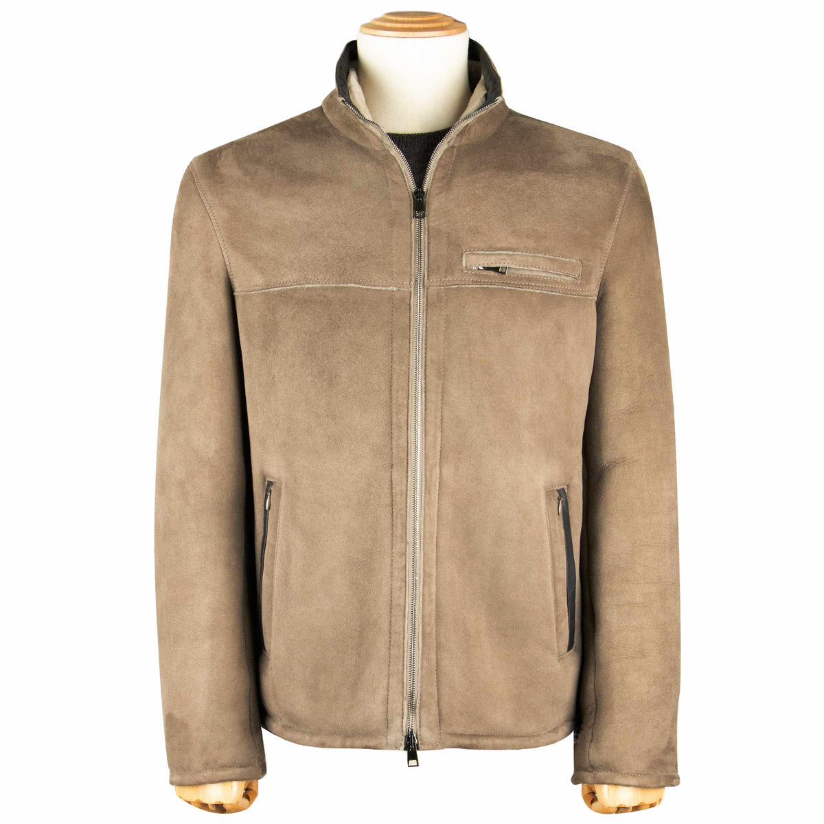 Stone Beige Leather Shearling Jacket LEATHERS Robert Old