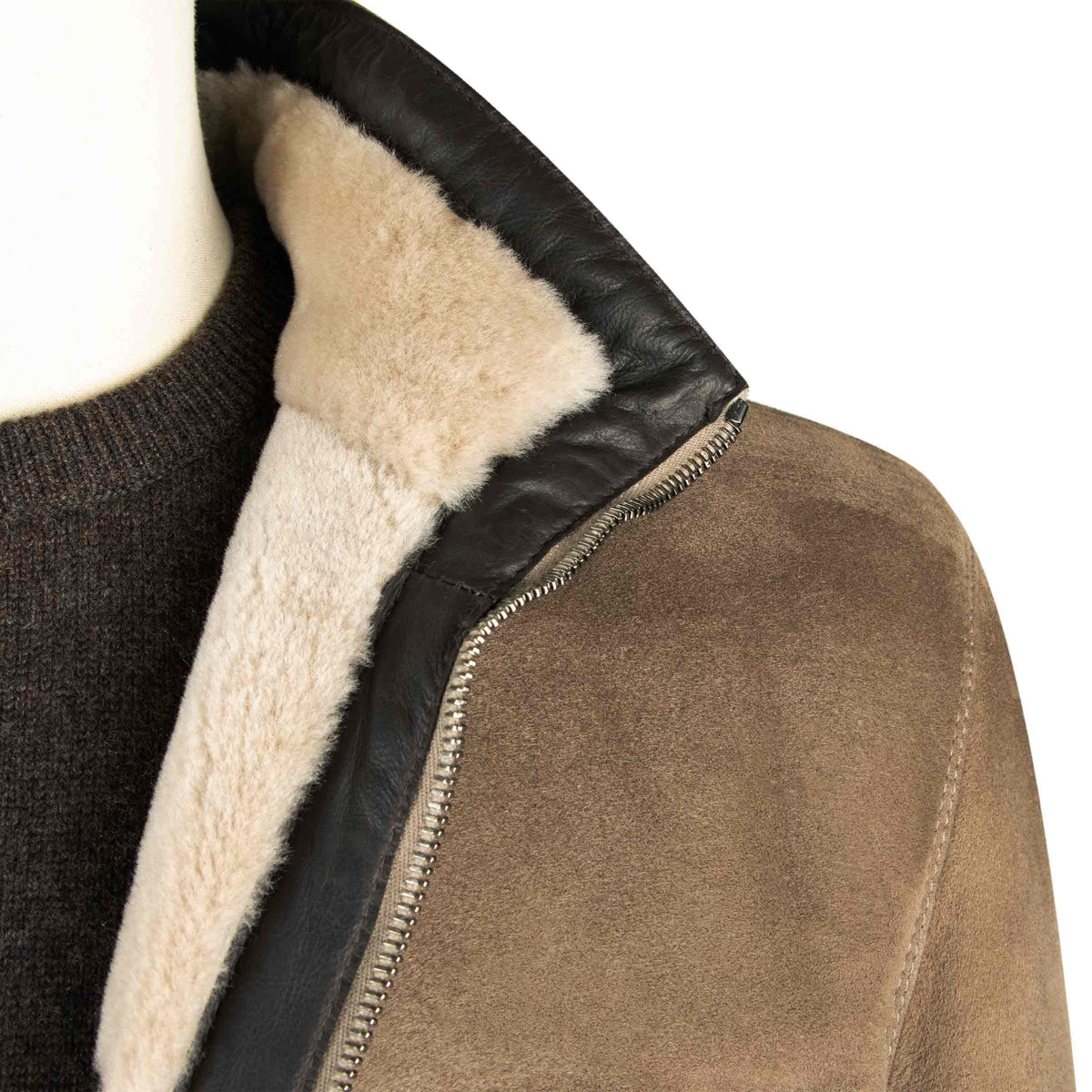 Stone Beige Leather Shearling Jacket LEATHERS Robert Old
