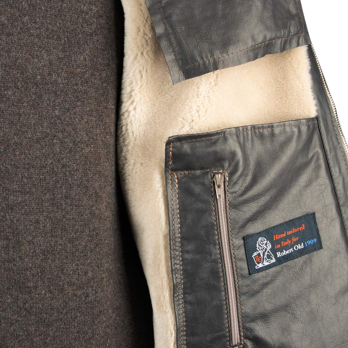 Robert Old - Stone Beige Leather Shearling Jacket LEATHERS Robert Old