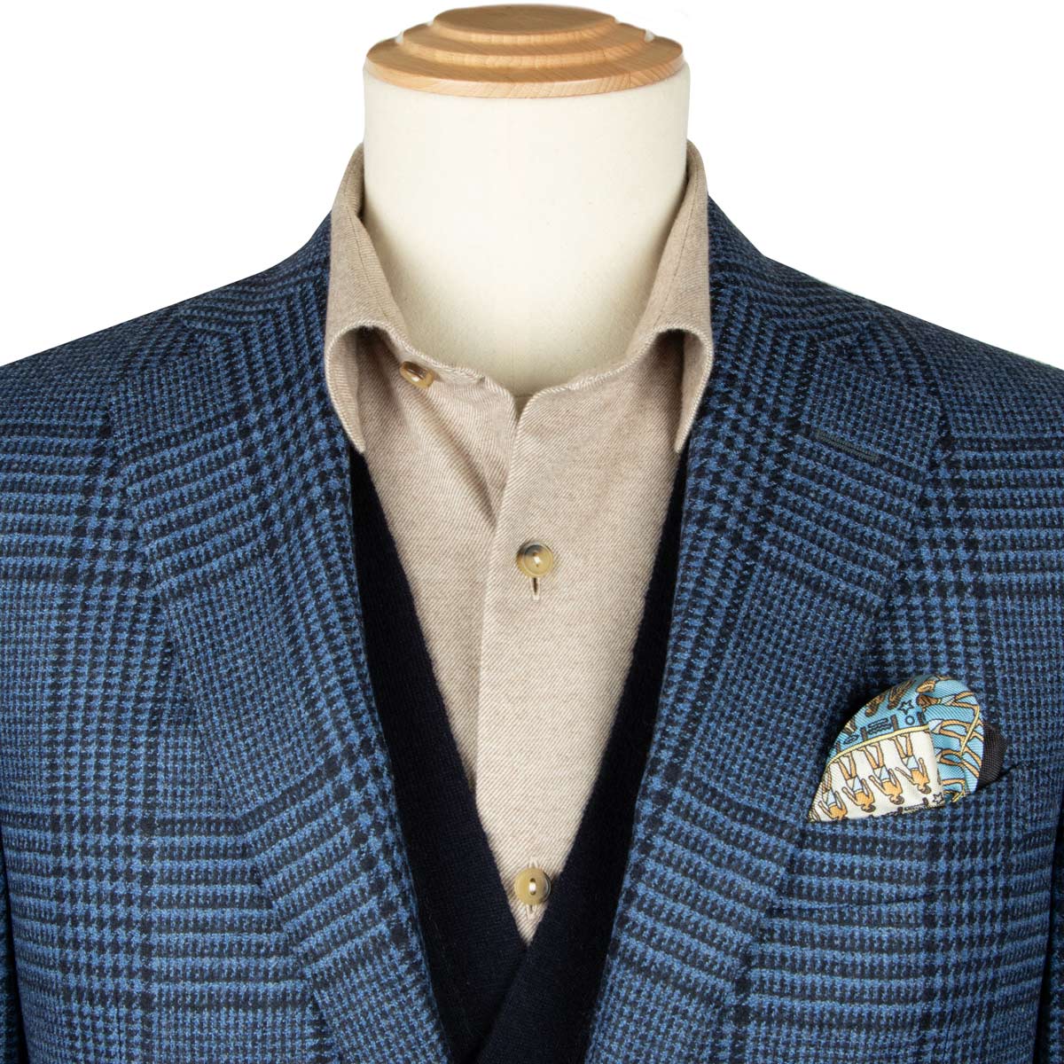 Robert Old - Blue Window Pane Check Wool Jacket JACKETS Robert Old