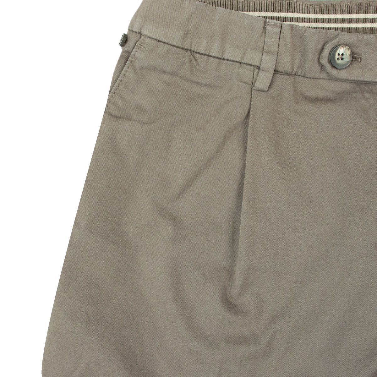 Robert Old - Mud Brown Cotton Linen Stretch Pleat Chino Shorts SHORTS Robert Old