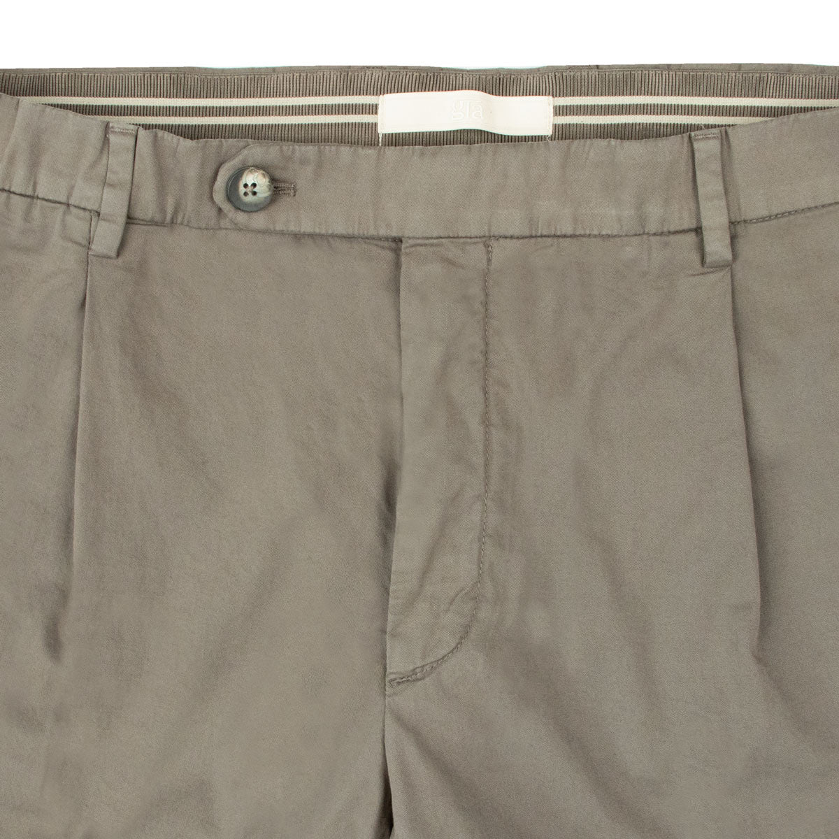 Robert Old - Mud Brown Cotton Linen Stretch Pleat Chino Shorts SHORTS Robert Old