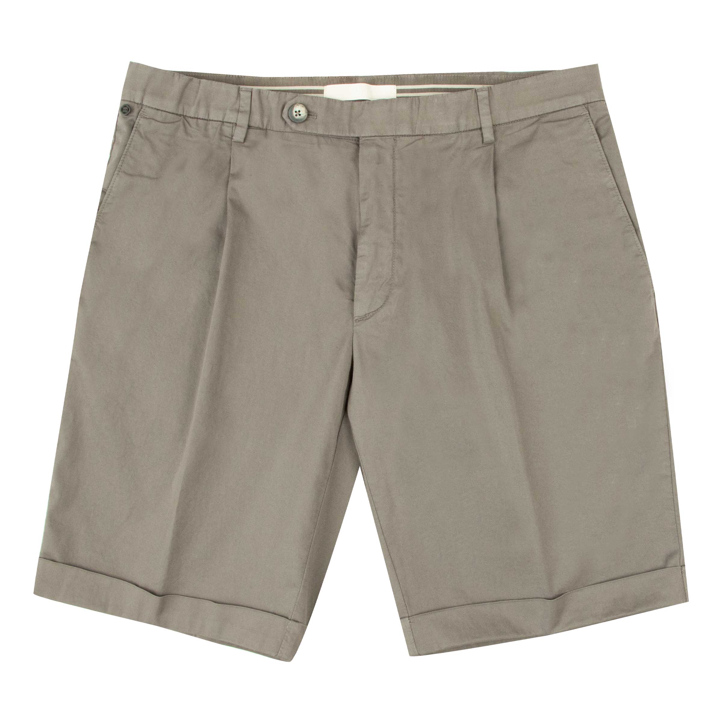 Robert Old - Mud Brown Cotton Linen Stretch Pleat Chino Shorts SHORTS Robert Old