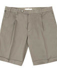 Robert Old - Mud Brown Cotton Linen Stretch Pleat Chino Shorts SHORTS Robert Old