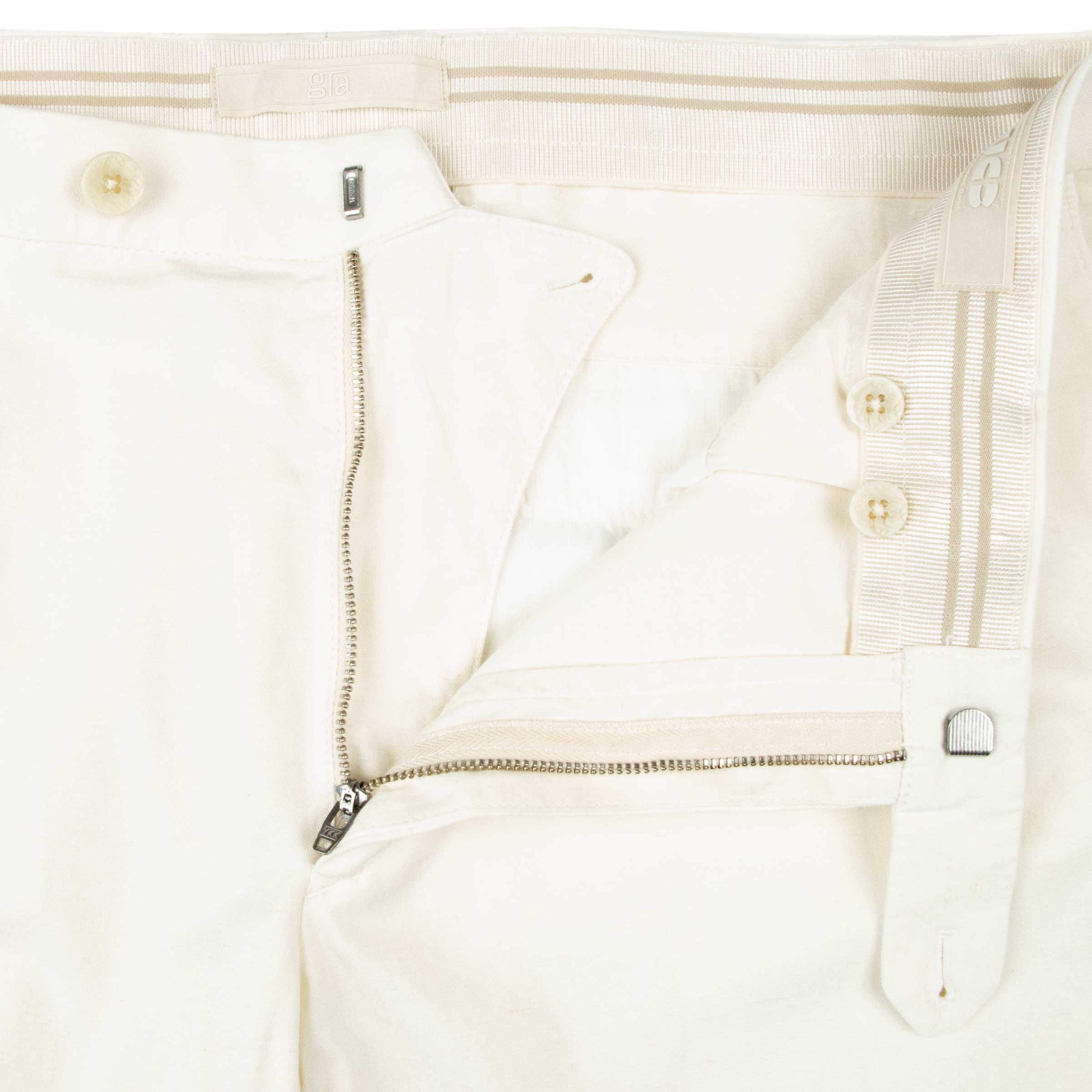 Robert Old - Off White Cotton Linen Stretch Pleat Chino Shorts SHORTS Robert Old