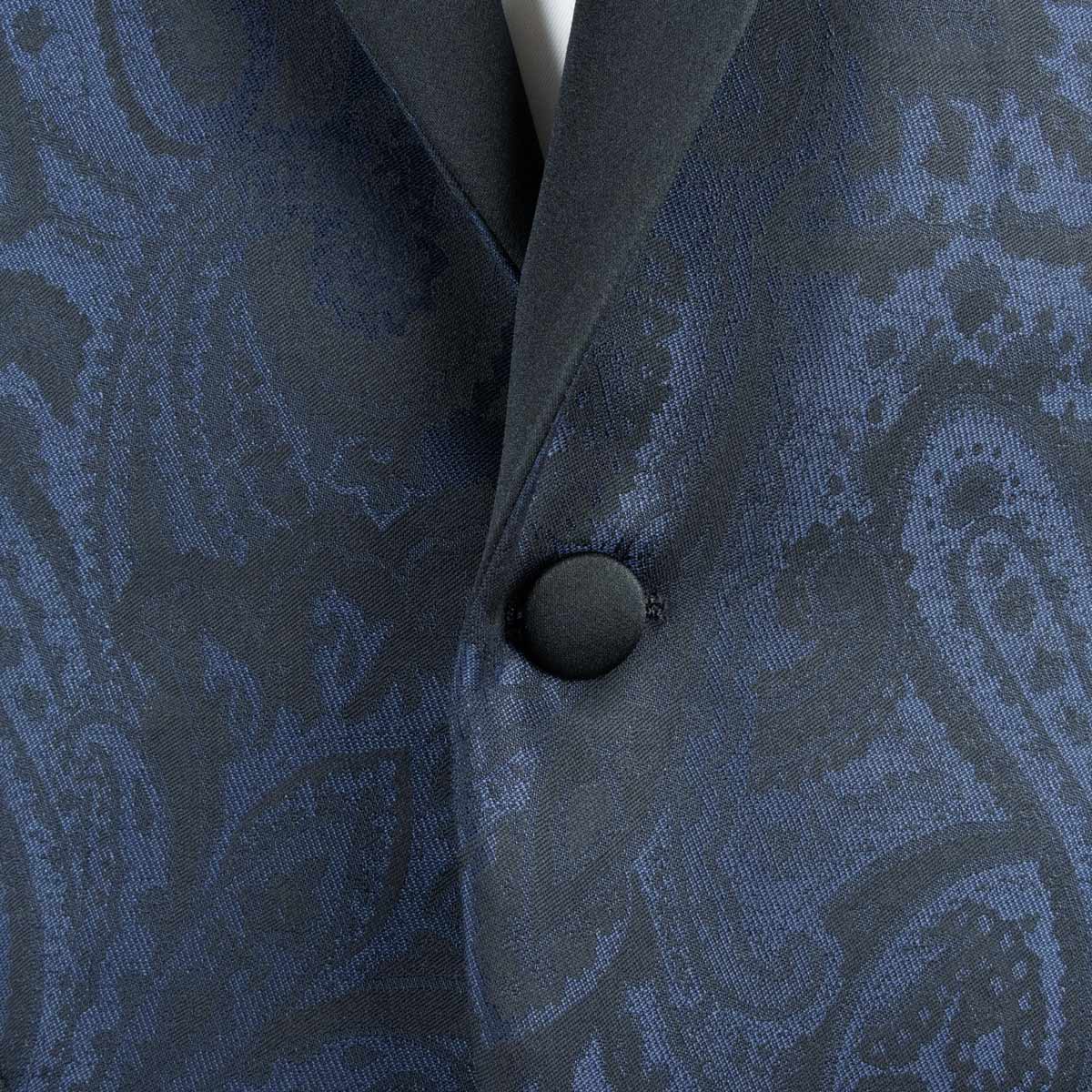 Robert Old - Royal Blue &amp; Black Paisley Wool &amp; Silk Jacquard Tuxedo Jacket JACKETS Robert Old