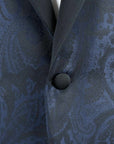 Robert Old - Royal Blue & Black Paisley Wool & Silk Jacquard Tuxedo Jacket JACKETS Robert Old