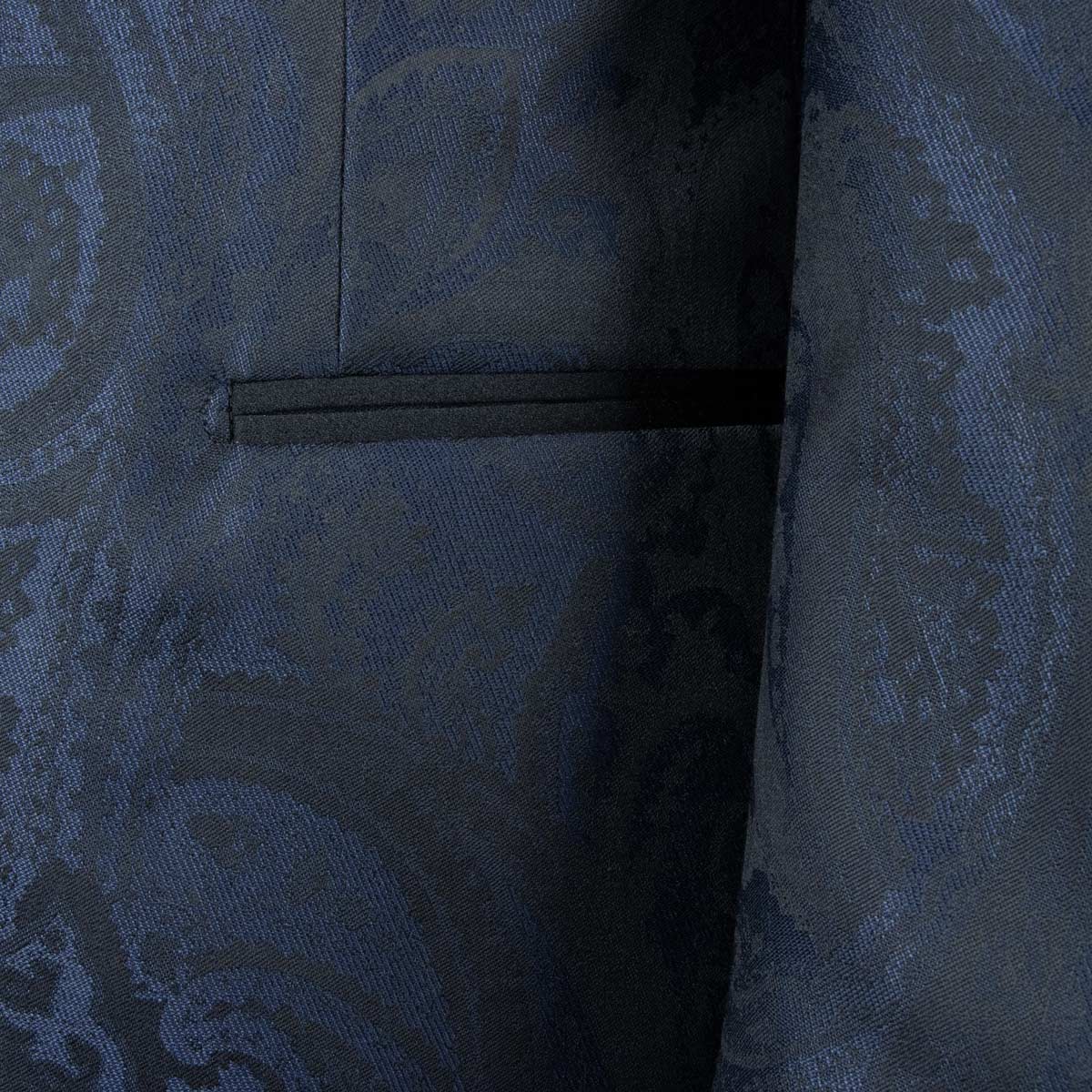 Robert Old - Royal Blue &amp; Black Paisley Wool &amp; Silk Jacquard Tuxedo Jacket JACKETS Robert Old