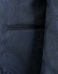 Robert Old - Royal Blue & Black Paisley Wool & Silk Jacquard Tuxedo Jacket JACKETS Robert Old