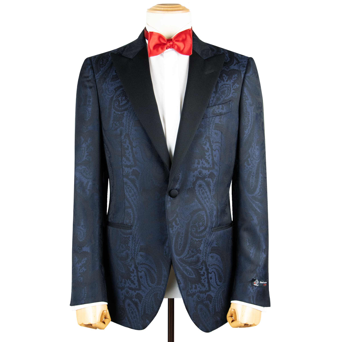 Royal Blue & Black Paisley Wool & Silk Jacquard Tuxedo Jacket JACKETS Robert Old
