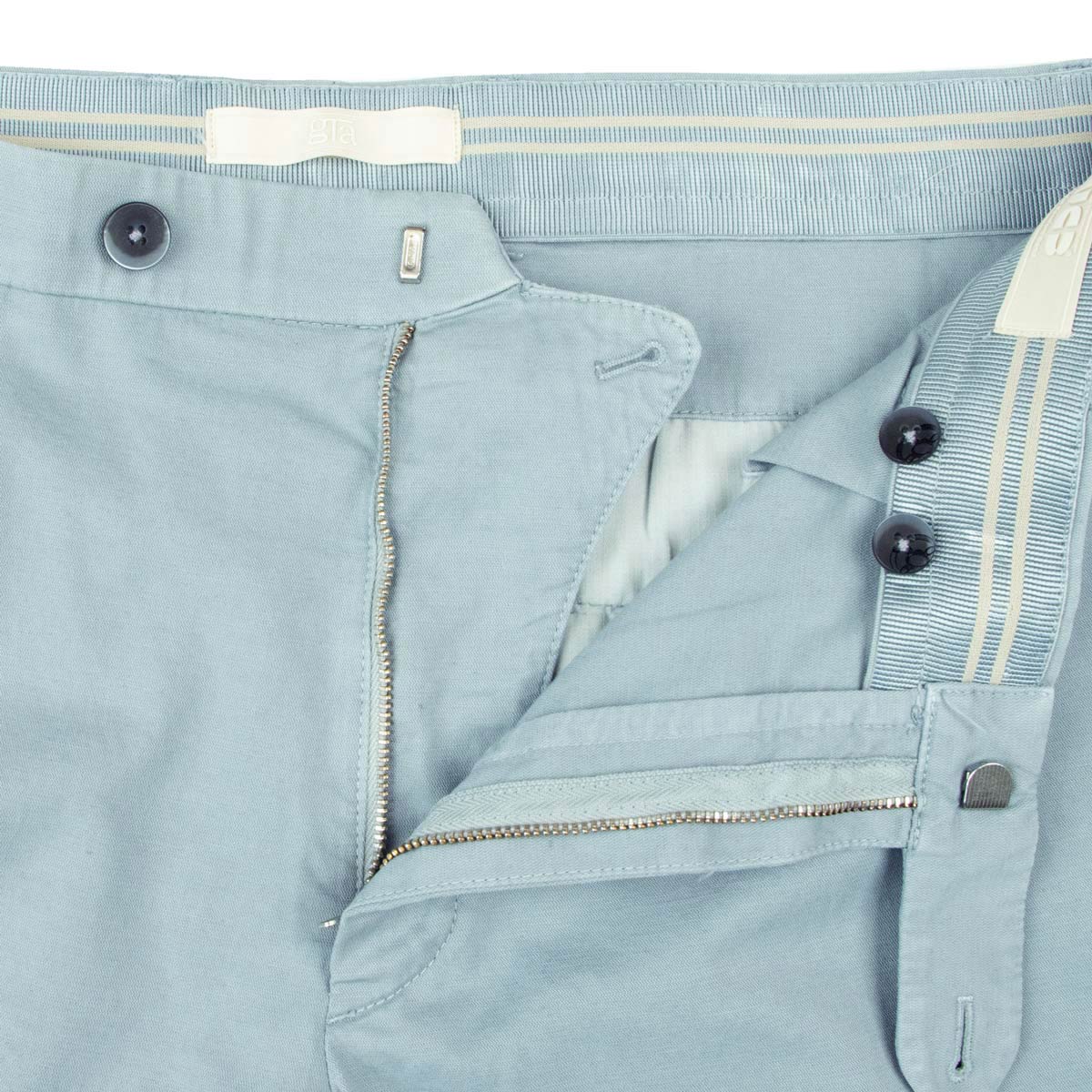 Robert Old - Powder Blue Cotton Linen Stretch Pleat Chino Shorts SHORTS Robert Old