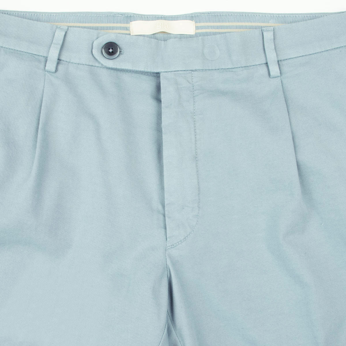 Robert Old - Powder Blue Cotton Linen Stretch Pleat Chino Shorts SHORTS Robert Old