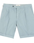 Robert Old - Powder Blue Cotton Linen Stretch Pleat Chino Shorts SHORTS Robert Old