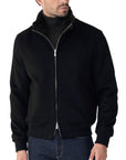 Black Pure Cashmere Water Repellent Italian Bomber Jacket BLOUSONS Robert Old