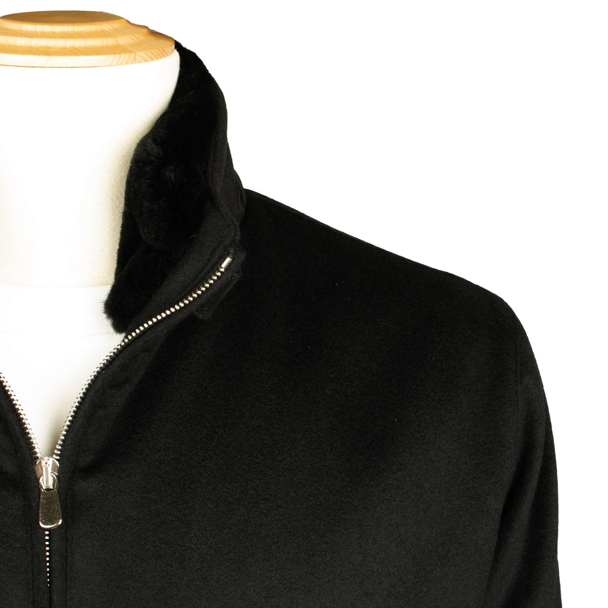 Black Pure Cashmere Water Repellent Italian Bomber Jacket BLOUSONS Robert Old