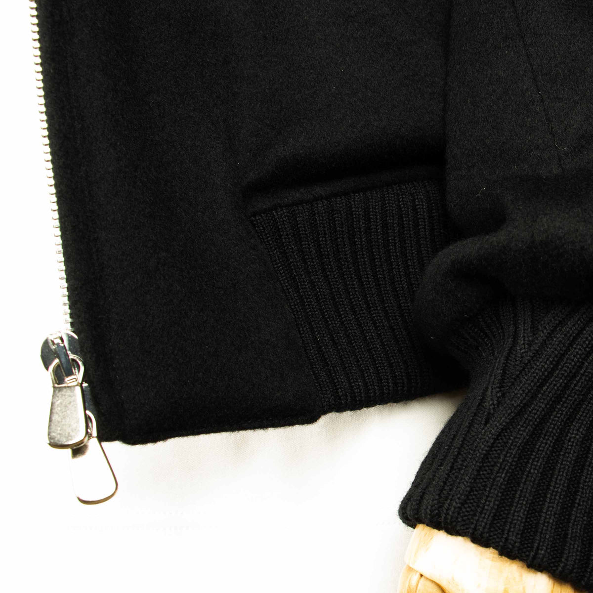Black Pure Cashmere Water Repellent Italian Bomber Jacket BLOUSONS Robert Old