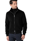 Black Pure Cashmere Water Repellent Italian Bomber Jacket BLOUSONS Robert Old