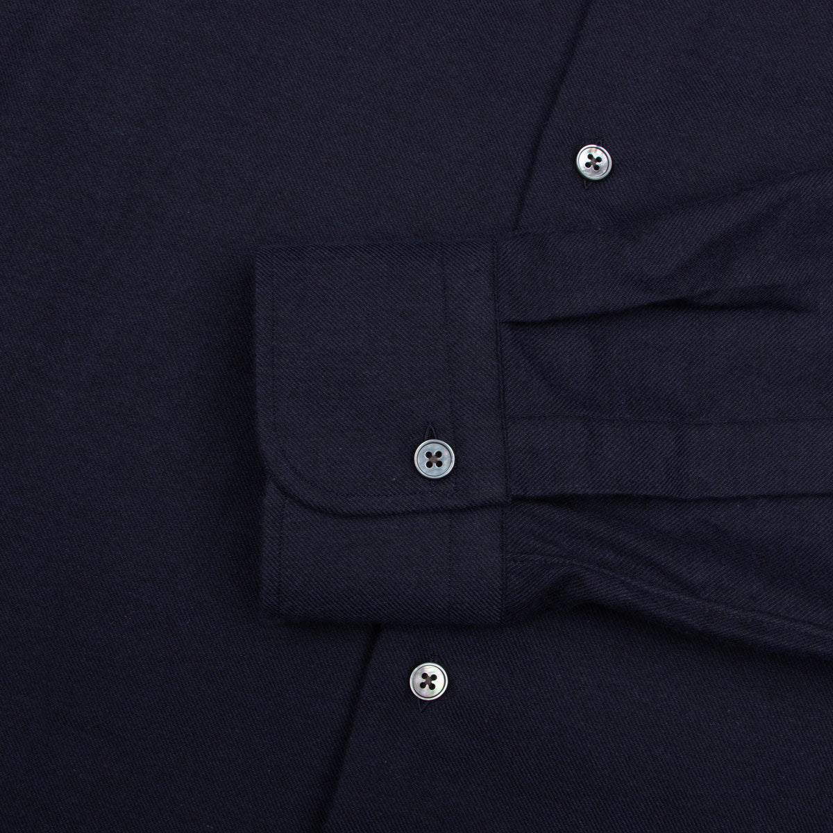 Dark Navy Italian Twill Brushed Cotton Long Sleeve Shirt