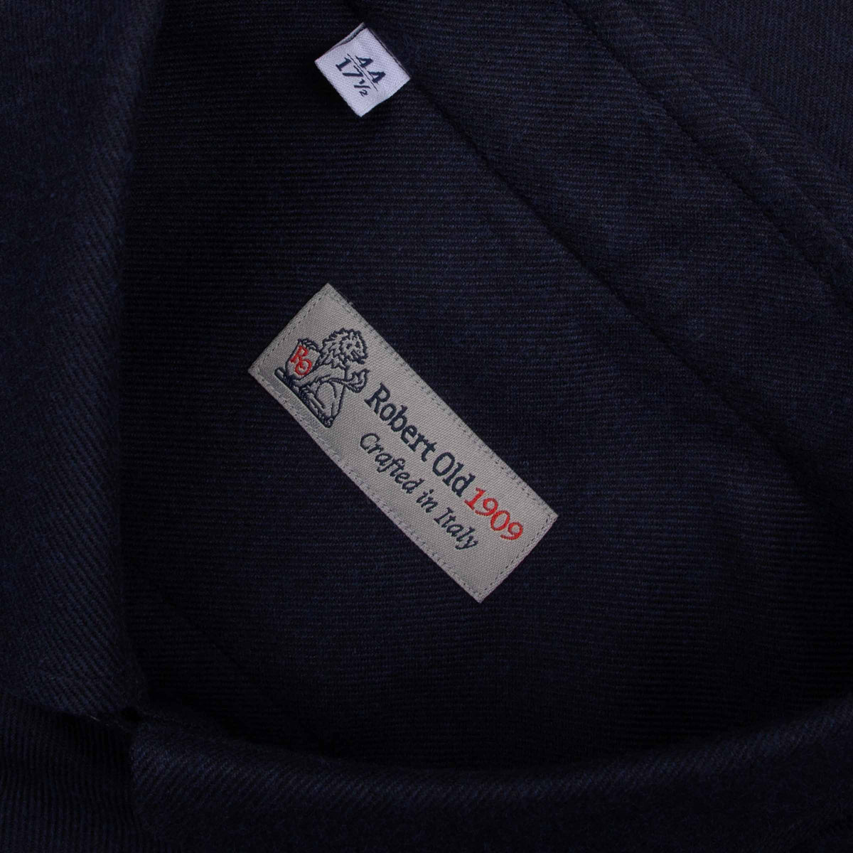 Dark Navy Italian Twill Brushed Cotton Long Sleeve Shirt