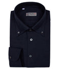 Dark Navy Italian Twill Brushed Cotton Long Sleeve Shirt