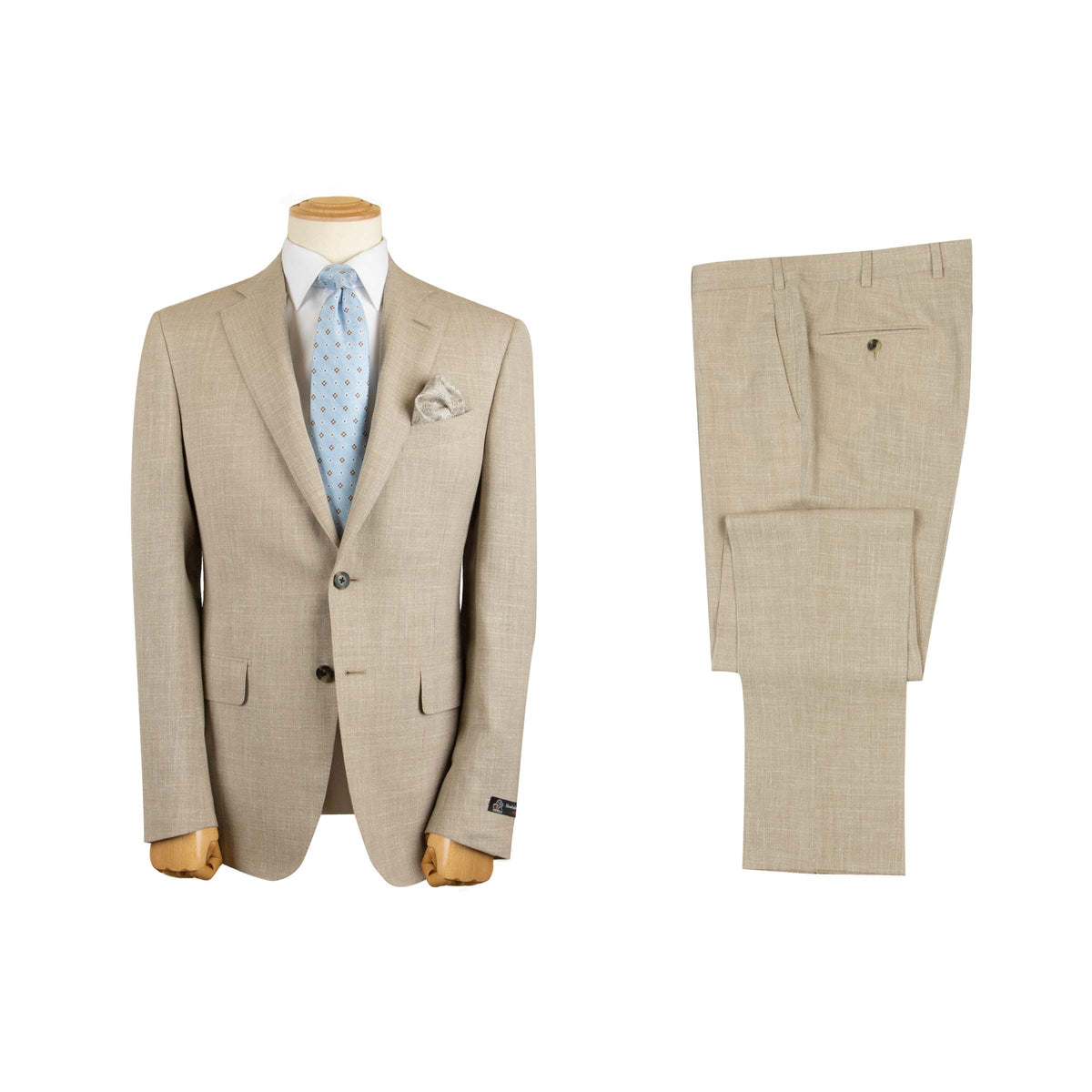 Beige Super 130's Wool, Silk and Linen Suit Crafted in Italy SUITS Robert Old