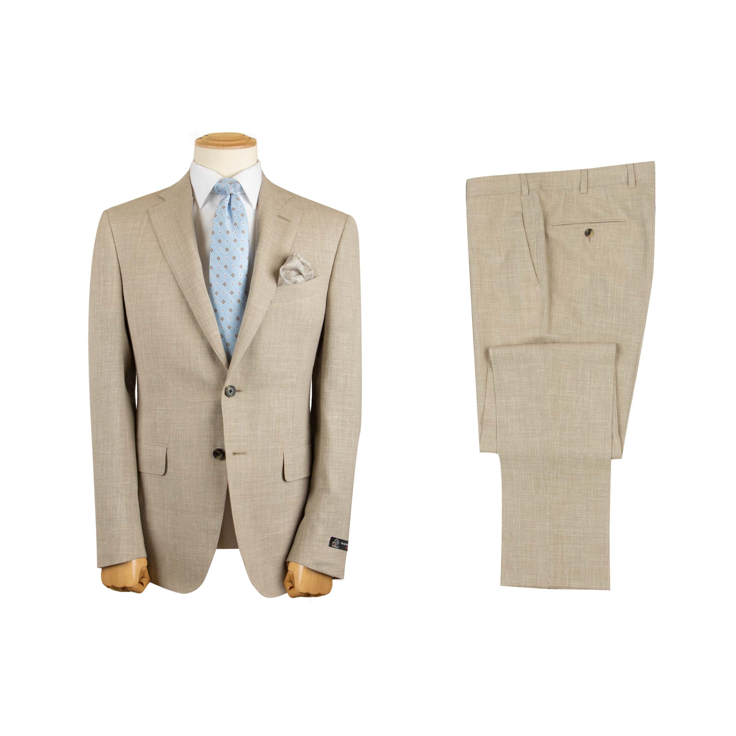 Robert Old - Beige Super 130's Wool, Silk and Linen Suit Crafted in Italy SUITS Robert Old