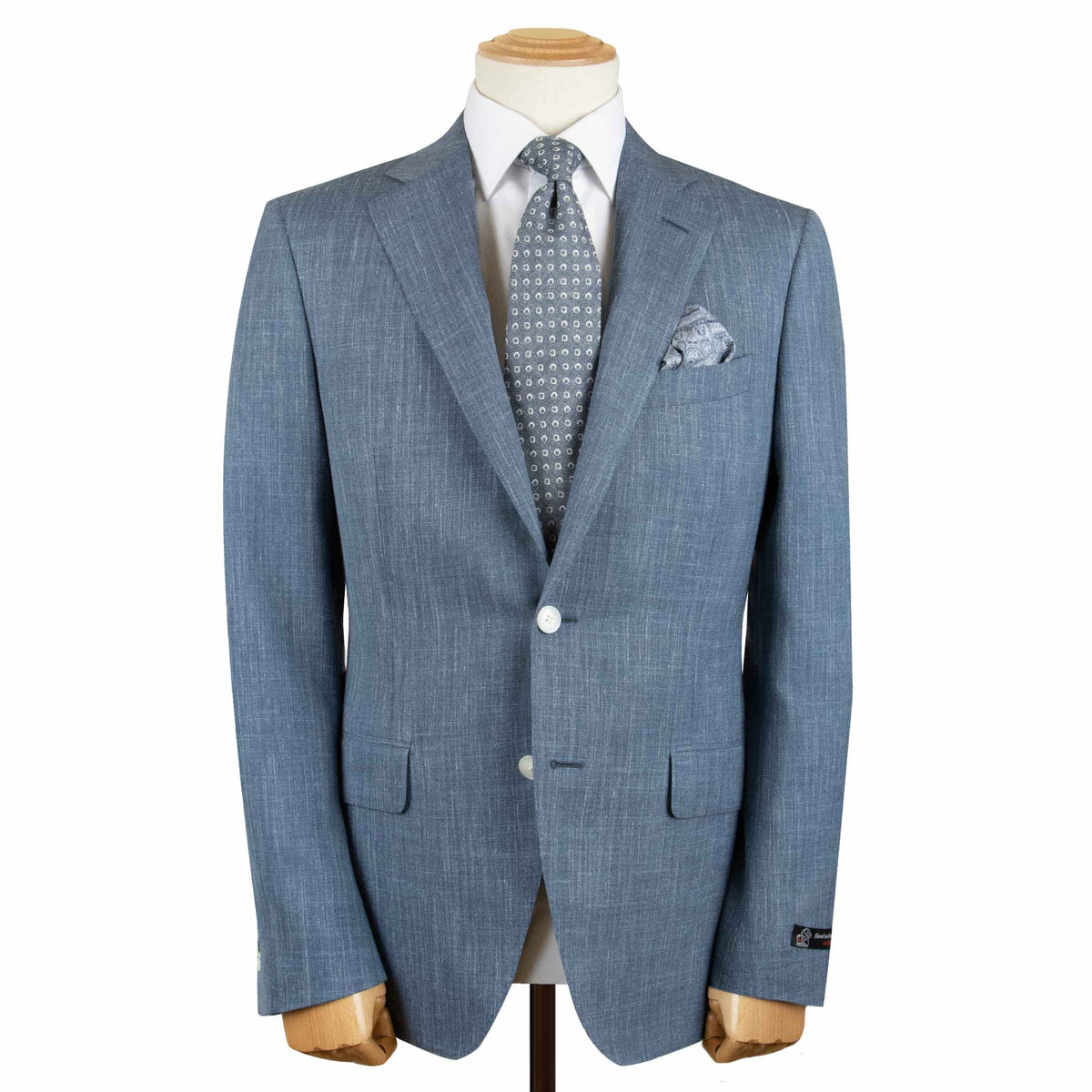 Light Blue Wool, Linen and Silk Suit Crafted in Italy SUITS Robert Old