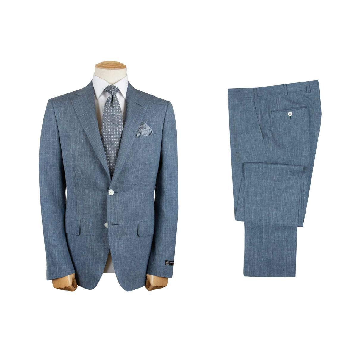 Light Blue Wool, Linen and Silk Suit Crafted in Italy SUITS Robert Old