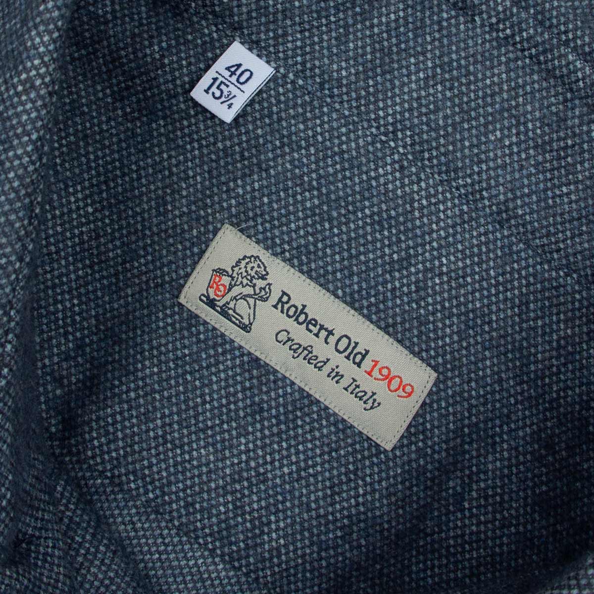 Denim Blue Birdseye Knit Italian Brushed Cotton Long Sleeve Shirt