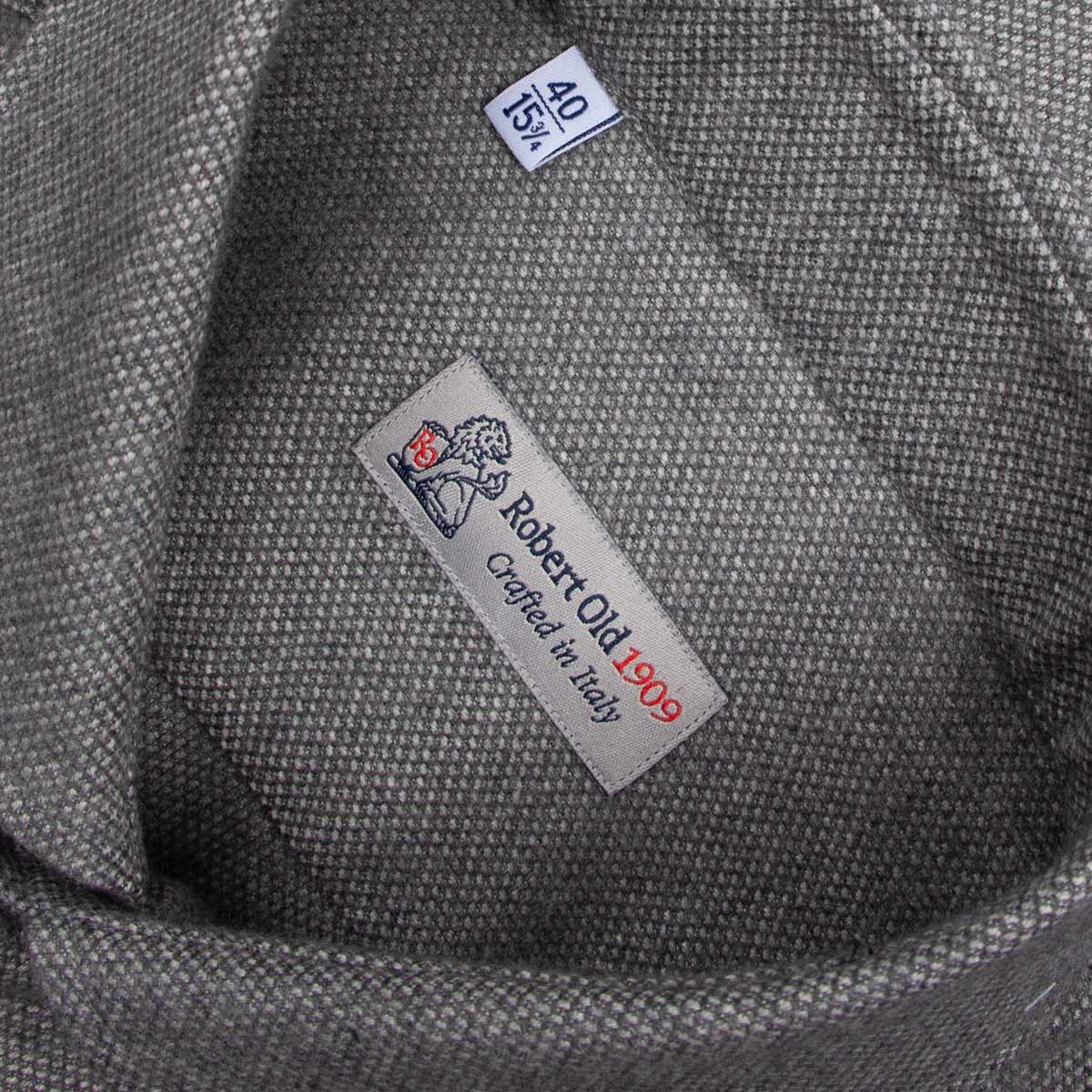 Grey Birdseye Knit Italian Brushed Cotton Long Sleeve Shirt