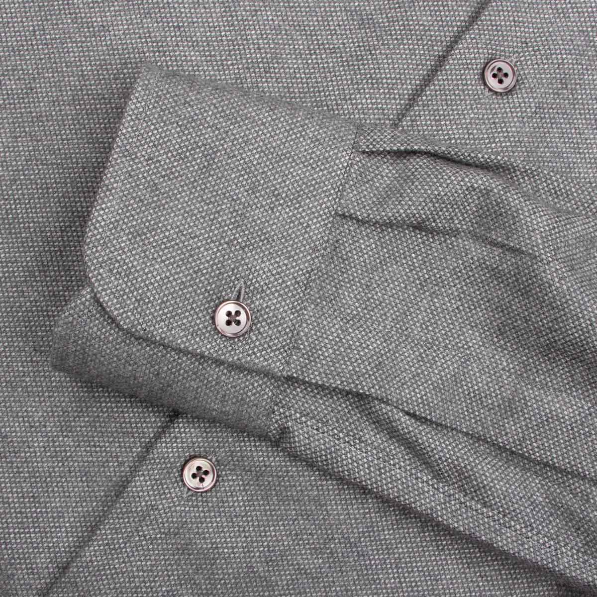 Grey Birdseye Knit Italian Brushed Cotton Long Sleeve Shirt
