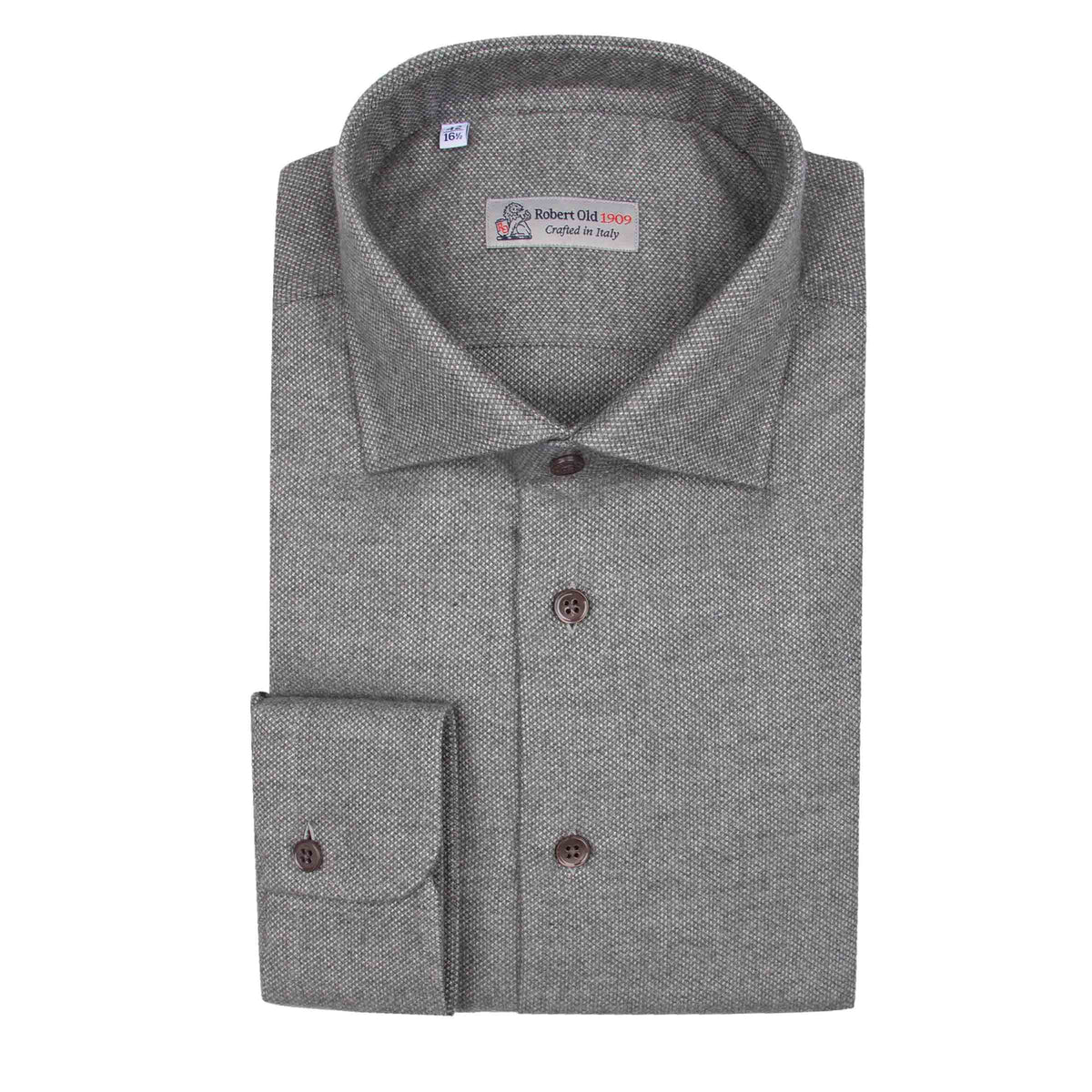 Grey Birdseye Knit Italian Brushed Cotton Long Sleeve Shirt