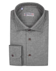 Grey Birdseye Knit Italian Brushed Cotton Long Sleeve Shirt