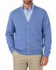 Robert Old - Azzuro Blue Mallaig 4ply Cashmere Cardigan CASHMERE Robert Old