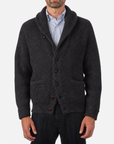 Robert Old - Charcoal Grey Colonial 8ply Cashmere Shawl Cardigan CASHMERE Robert Old