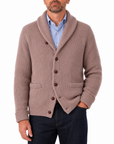Robert Old - Dark Natural Colonial 8ply Cashmere Shawl Cardigan CASHMERE Robert Old