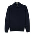 Robert Old - Navy Blue Contrast Virgin Wool & Cashmere Zip Neck Sweater KNITWEAR Robert Old