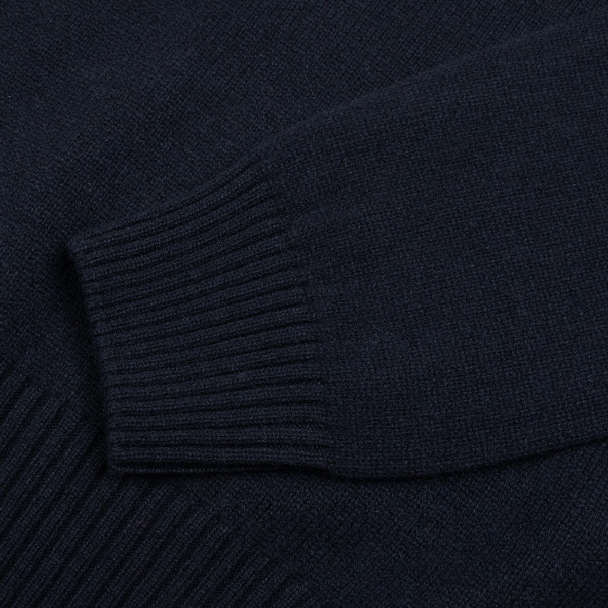 Robert Old - Navy Blue Contrast Virgin Wool &amp; Cashmere Zip Neck Sweater KNITWEAR Robert Old