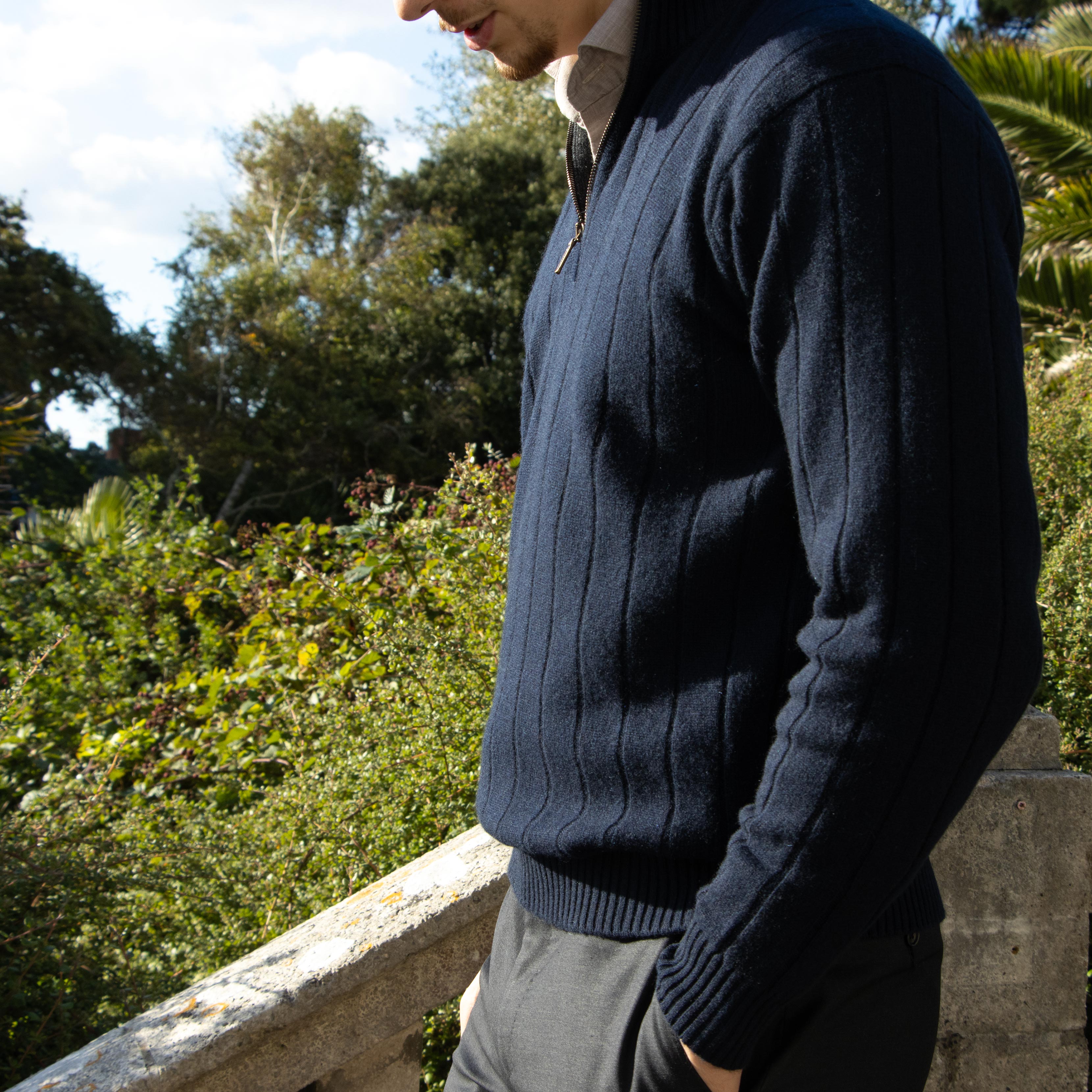 Man wearing Robert Old navy luxury cashmere sweater jumper