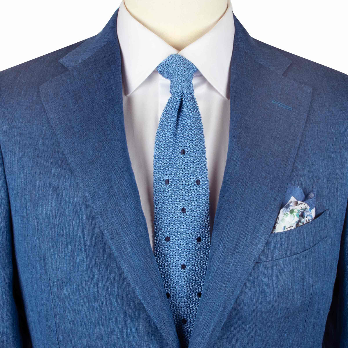 Blue Lightweight Linen & Silk Unlined Suit SUITS Robert Old