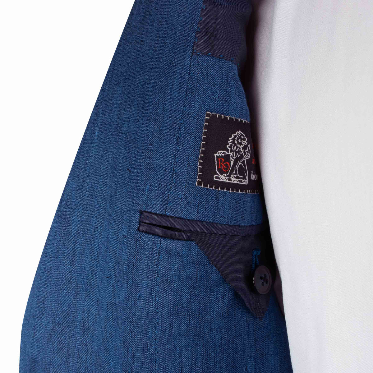 Blue Lightweight Linen &amp; Silk Unlined Suit SUITS Robert Old