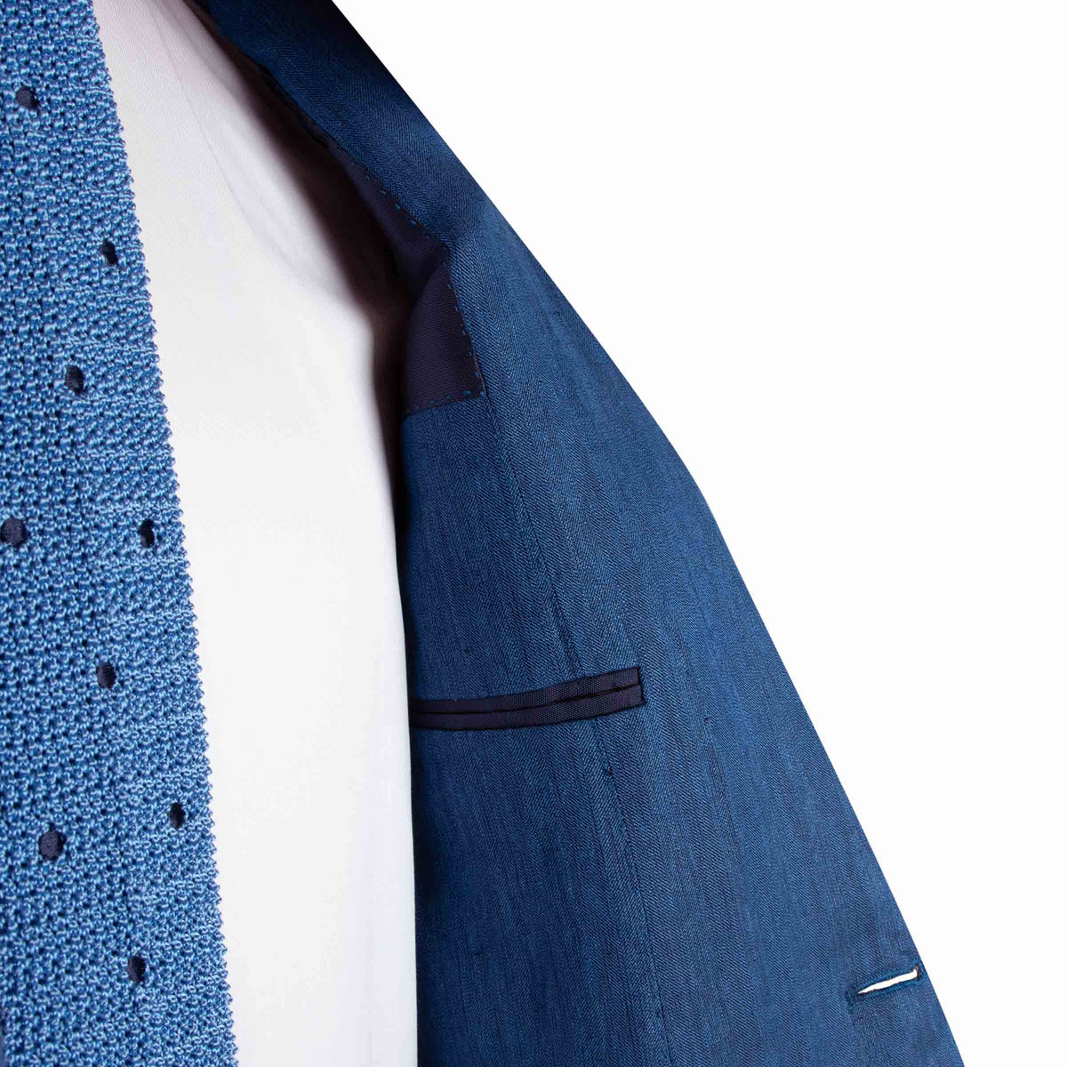 Blue Lightweight Linen &amp; Silk Unlined Suit SUITS Robert Old