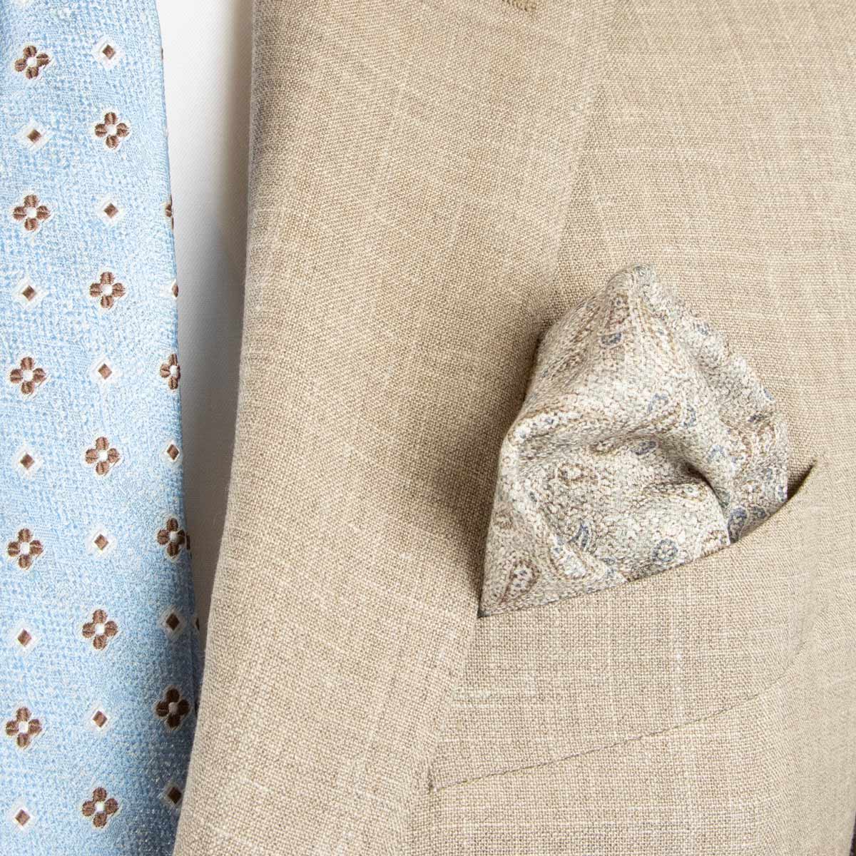 Robert Old - Beige Super 130's Wool, Silk and Linen Suit Crafted in Italy SUITS Robert Old