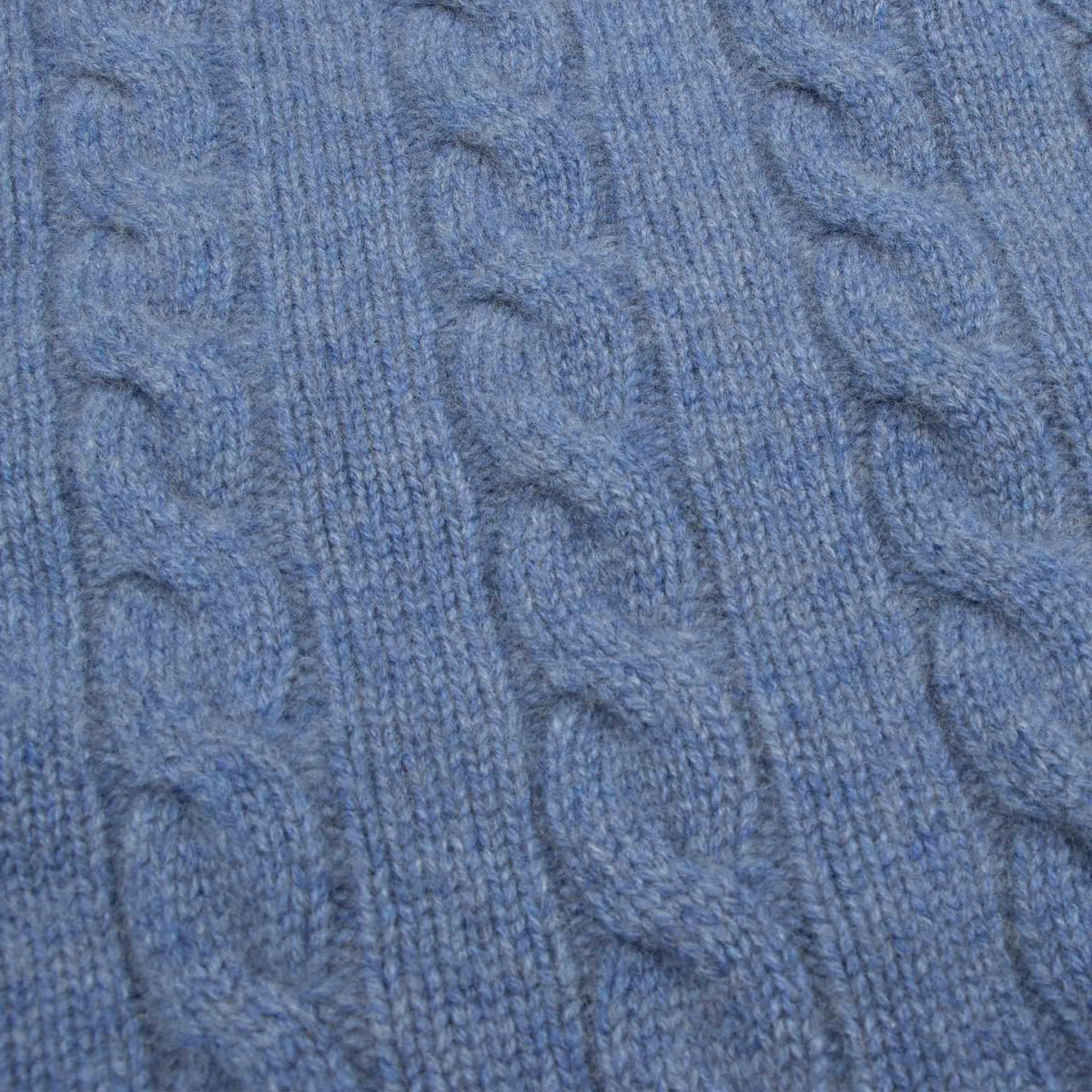 Lapis Blue Rothesay 4ply Cable Crew Cashmere Sweater CASHMERE Robert Old
