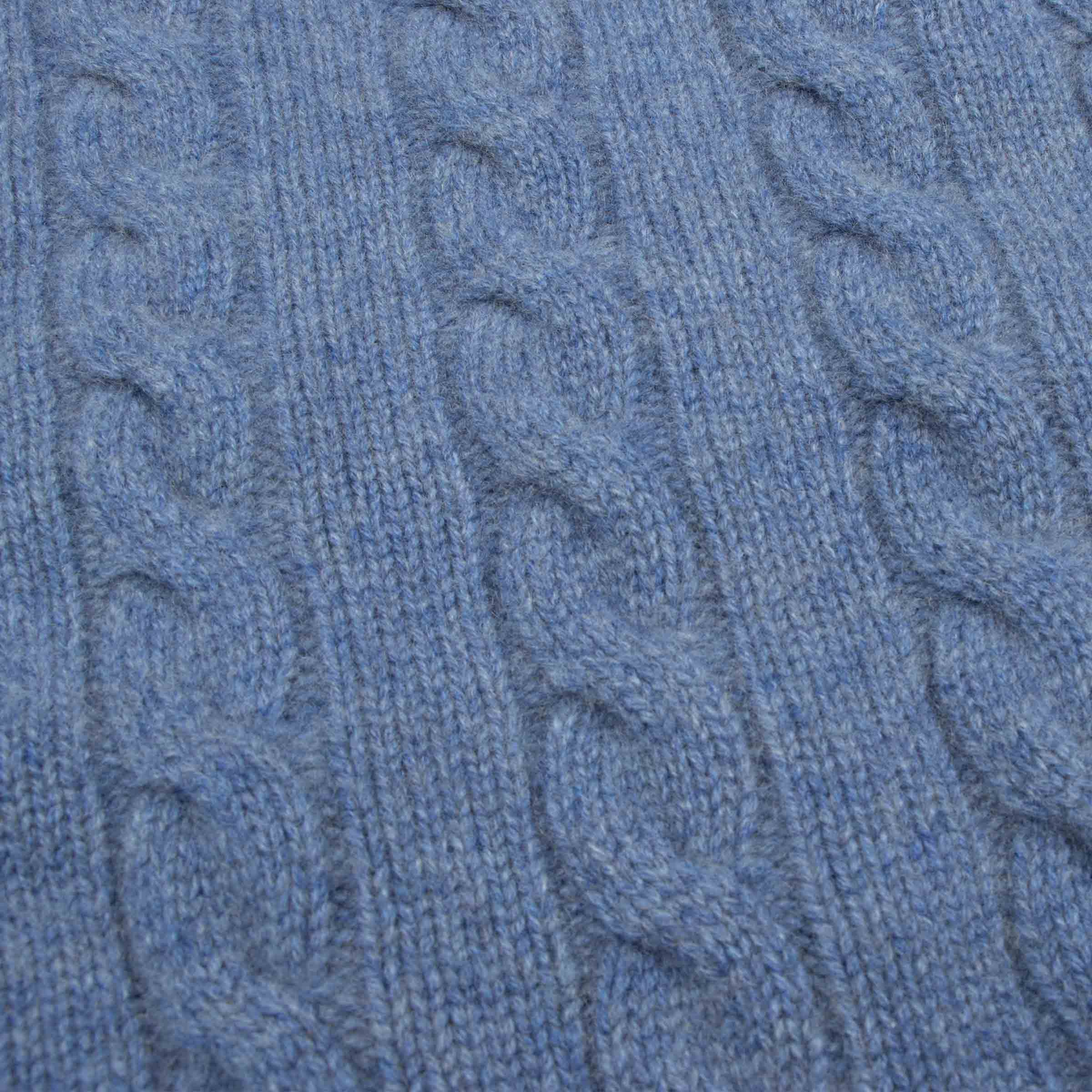 Robert Old - Lapis Blue Rothesay 4ply Cable Crew Cashmere Sweater CASHMERE Robert Old