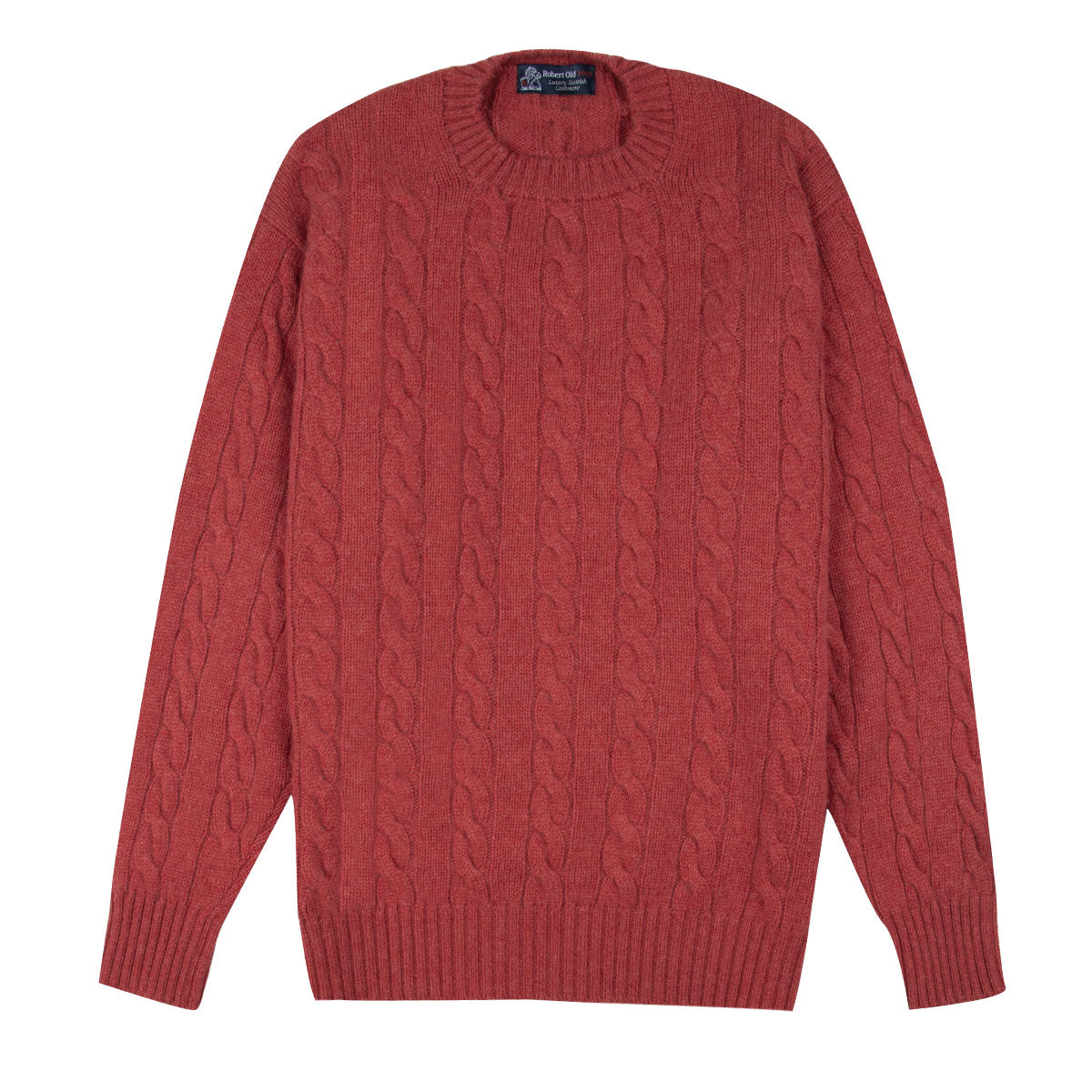 Robert Old - Poppy Melange Rothesay 4ply Cable Crew Cashmere Sweater CASHMERE Robert Old