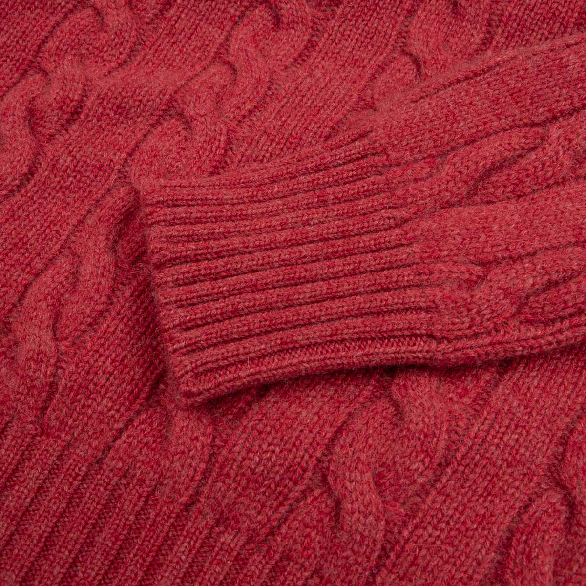 Robert Old - Poppy Melange Rothesay 4ply Cable Crew Cashmere Sweater CASHMERE Robert Old
