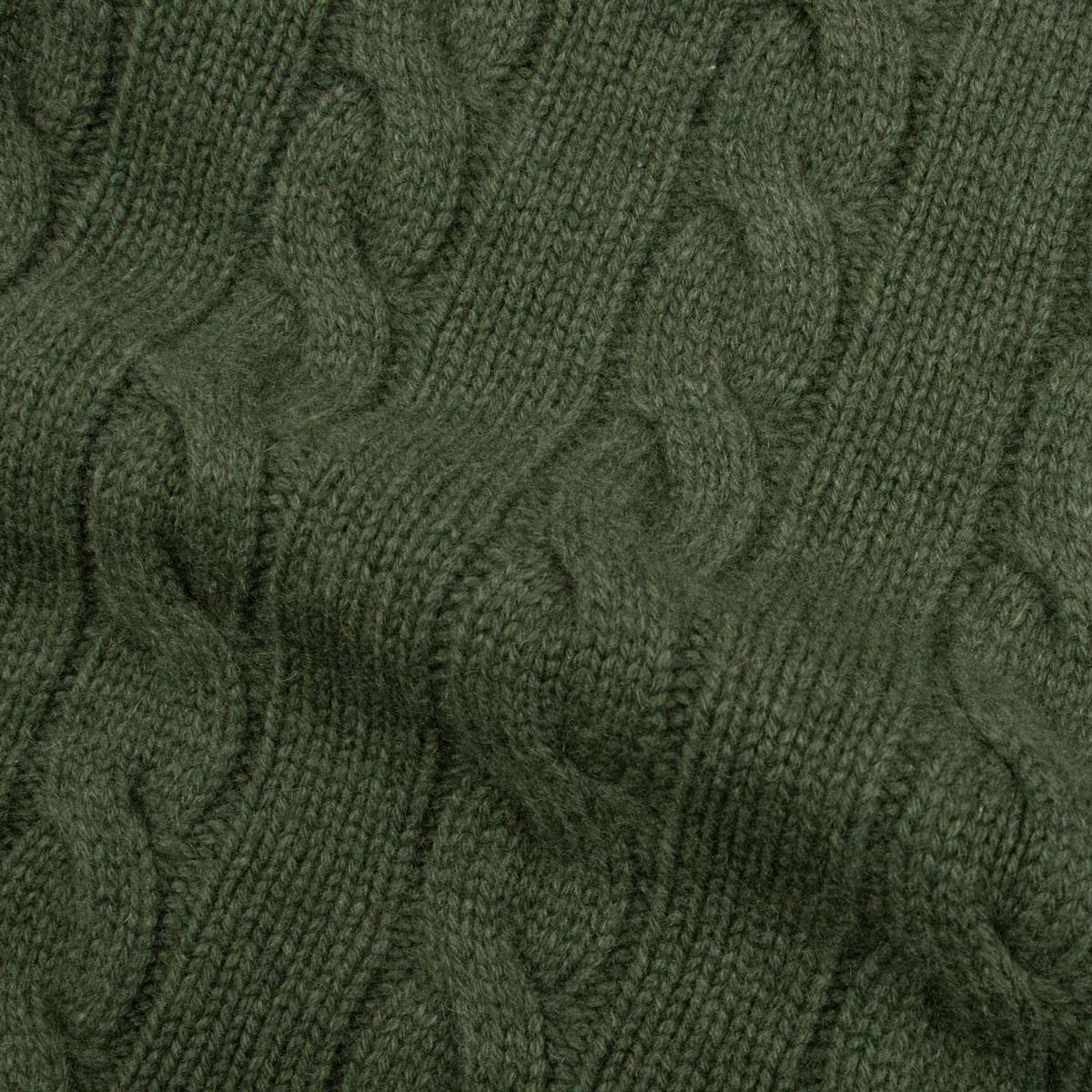 Robert Old - Serpentine Green Rothesay 4ply Cable Crew Cashmere Sweater CASHMERE Robert Old