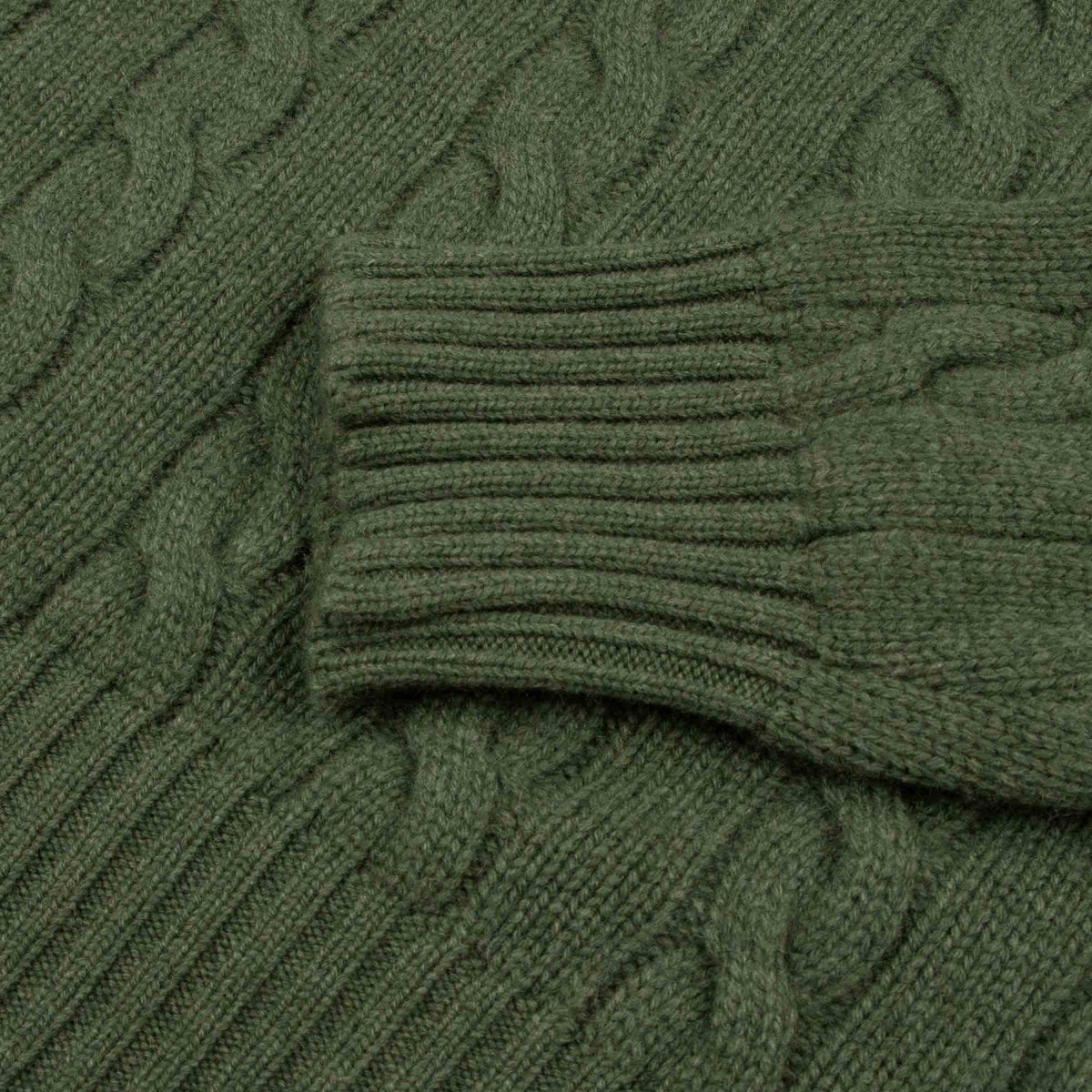 Serpentine Green Rothesay 4ply Cable Crew Cashmere Sweater CASHMERE Robert Old